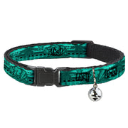 Cat Collar Breakaway - Cali Bear Palm Trees Geometric Green Breakaway Cat Collars Buckle-Down