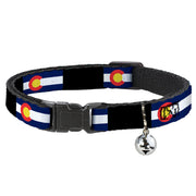 Cat Collar Breakaway - Colorado Flags3 Black Breakaway Cat Collars Buckle-Down