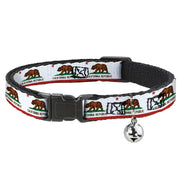 Cat Collar Breakaway - California State Flag White Breakaway Cat Collars Buckle-Down