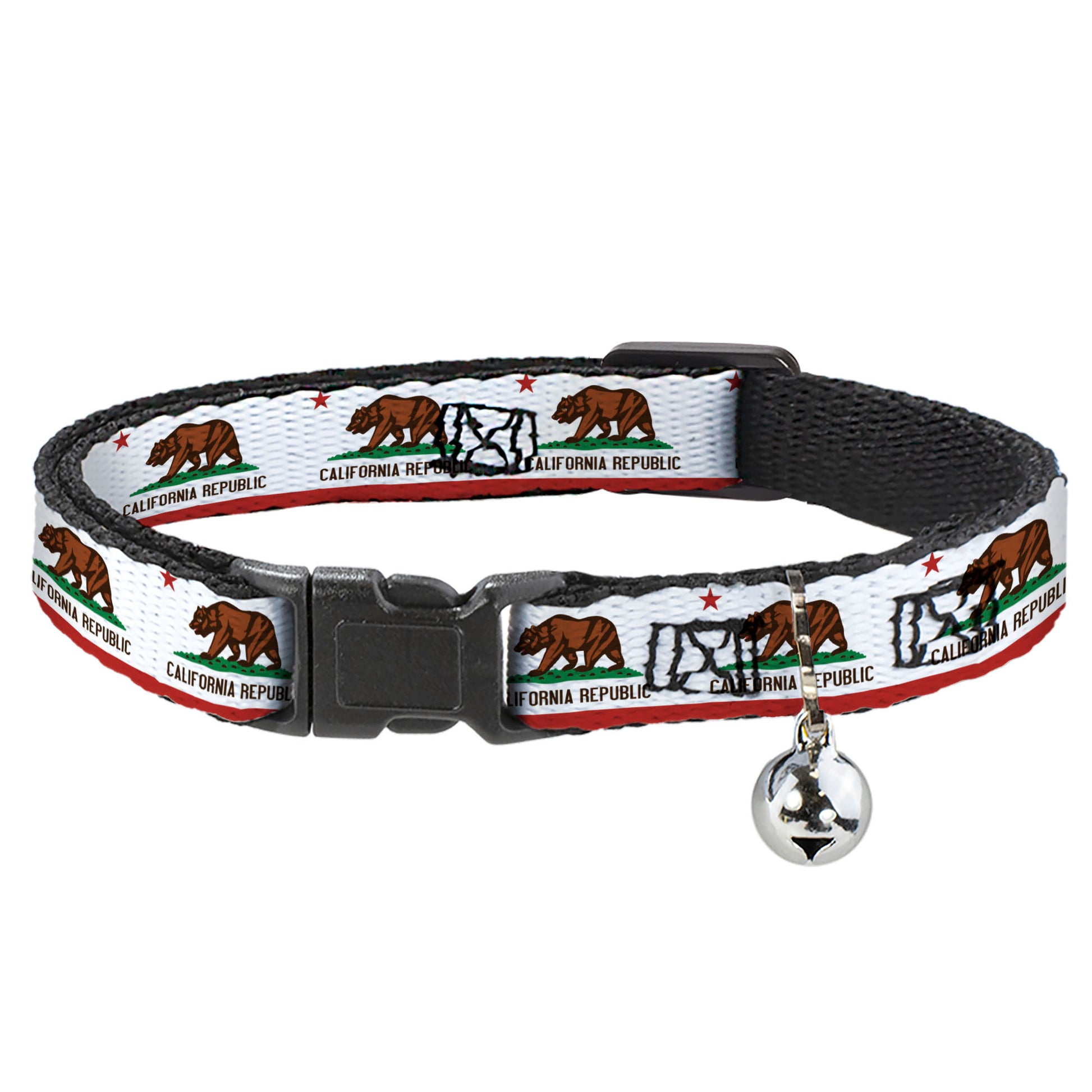 Cat Collar Breakaway - California State Flag White Breakaway Cat Collars Buckle-Down
