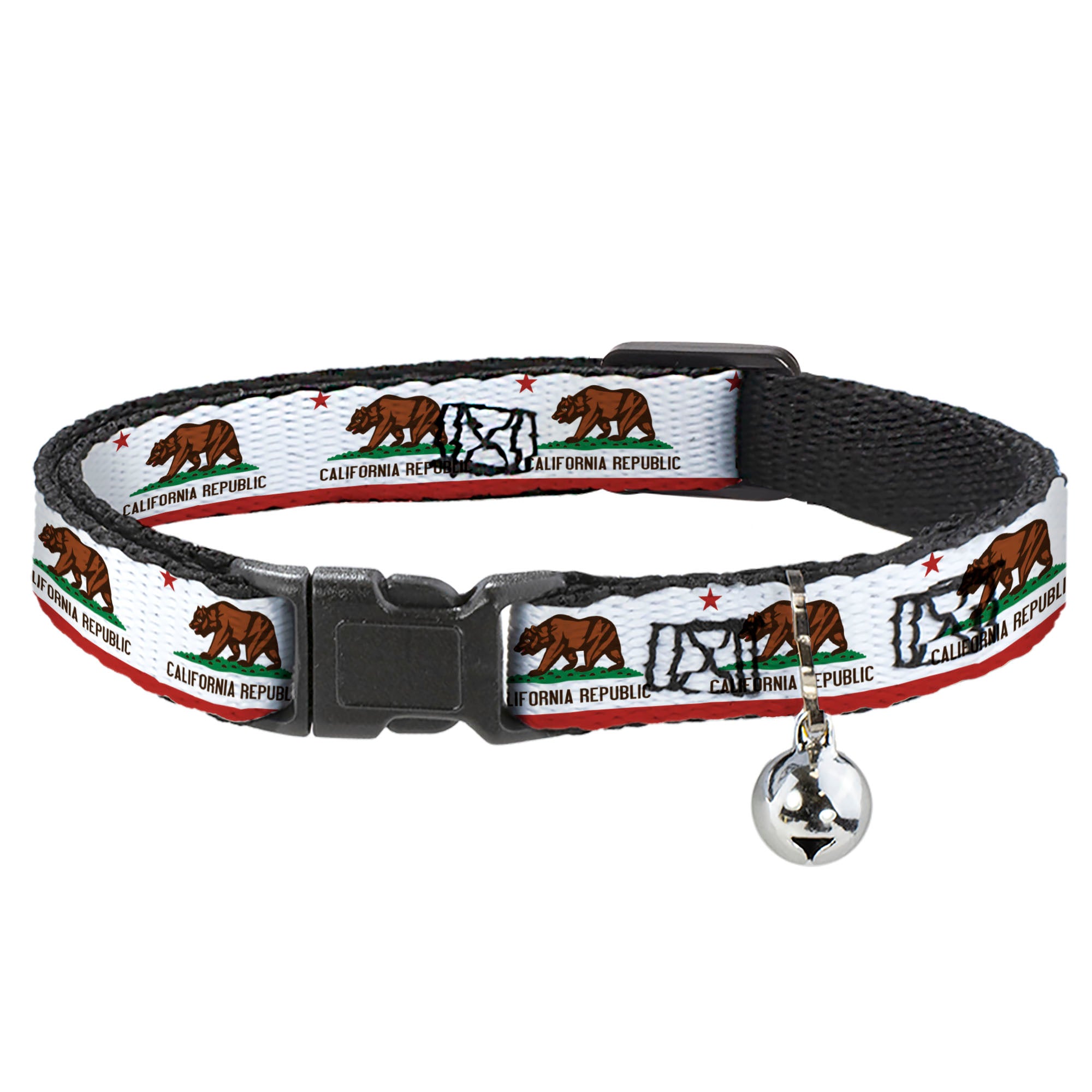 Cat Collar Breakaway - California State Flag White Breakaway Cat Collars Buckle-Down