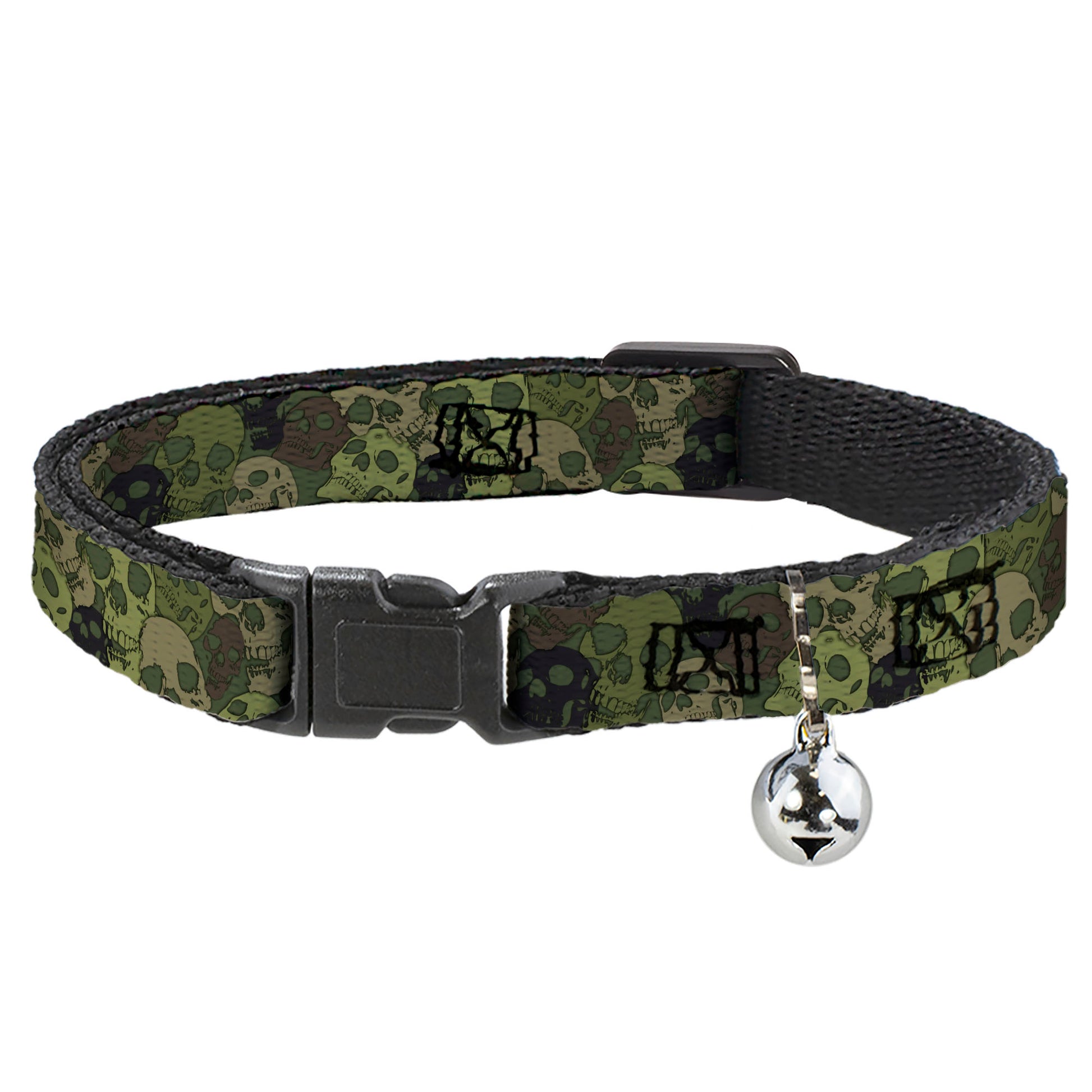 Cat Collar Breakaway - Camo Olive Skull Yard Breakaway Cat Collars Buckle-Down