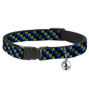 Cat Collar Breakaway - Checker Trio Green Black Blue Breakaway Cat Collars Buckle-Down
