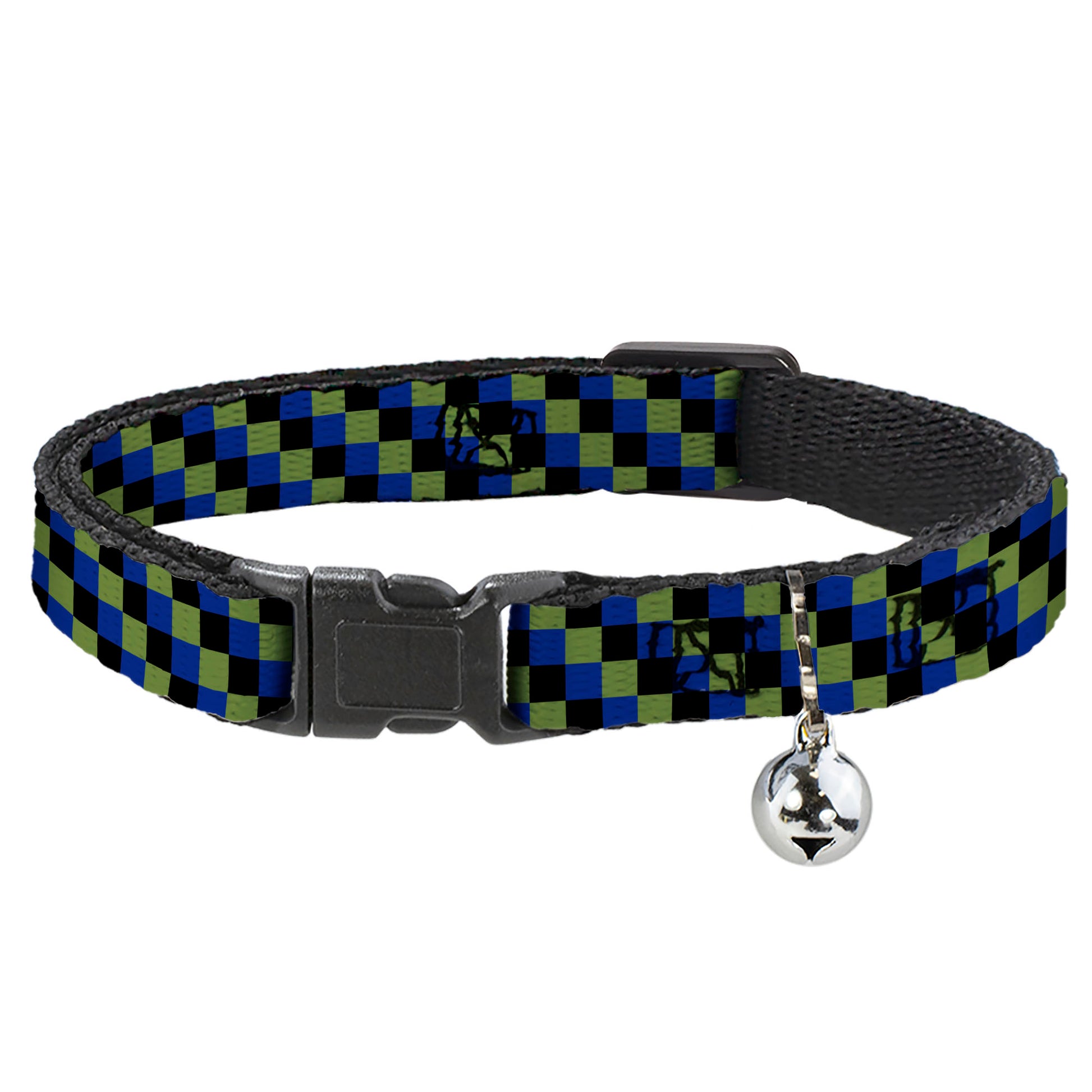 Cat Collar Breakaway - Checker Trio Green Black Blue Breakaway Cat Collars Buckle-Down