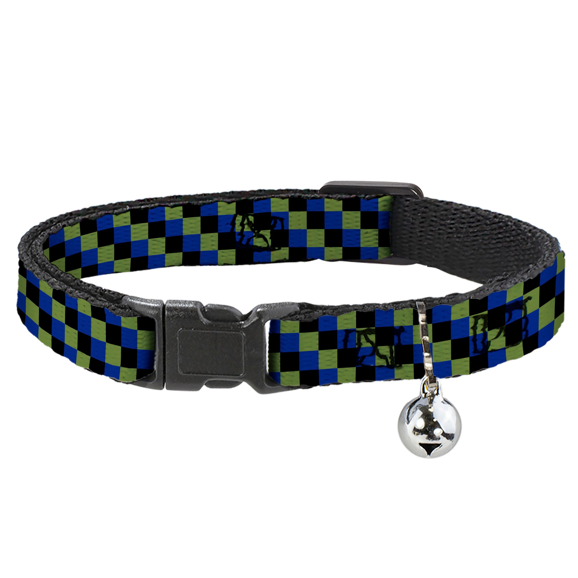 Cat Collar Breakaway - Checker Trio Green Black Blue Breakaway Cat Collars Buckle-Down