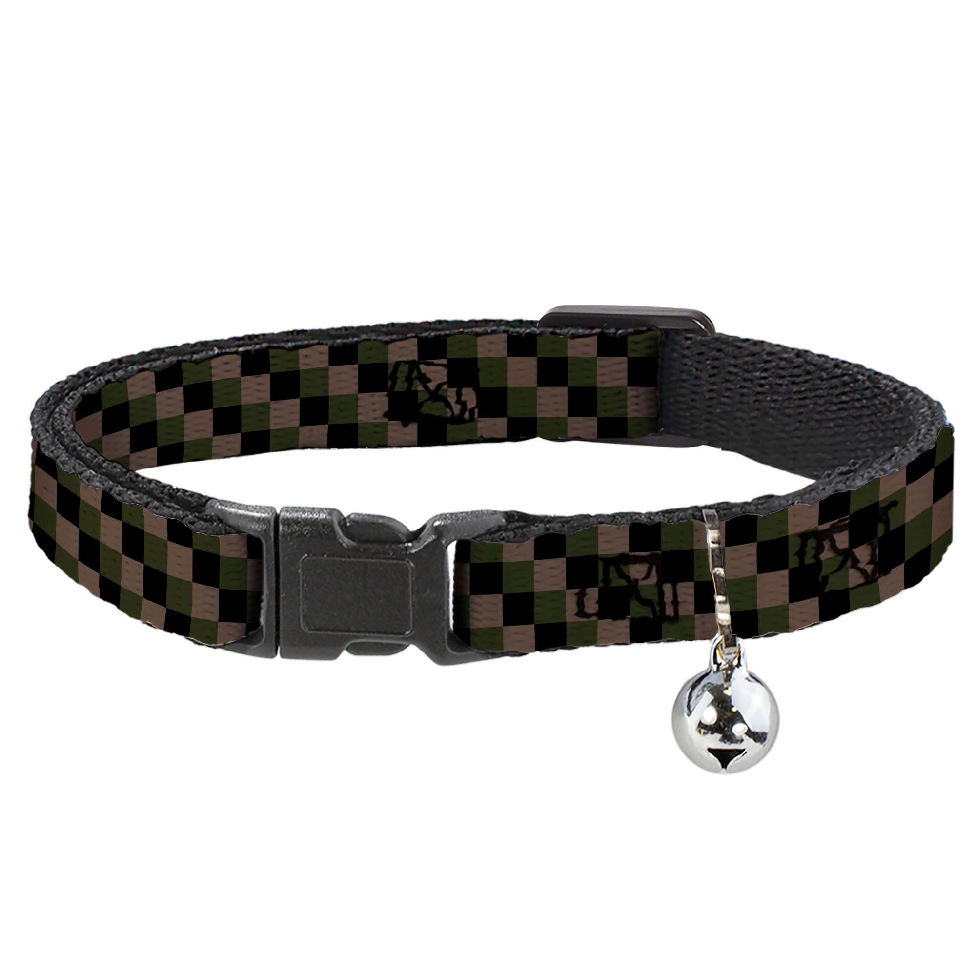Cat Collar Breakaway - Checker Trio Tan Black Olive Breakaway Cat Collars Buckle-Down