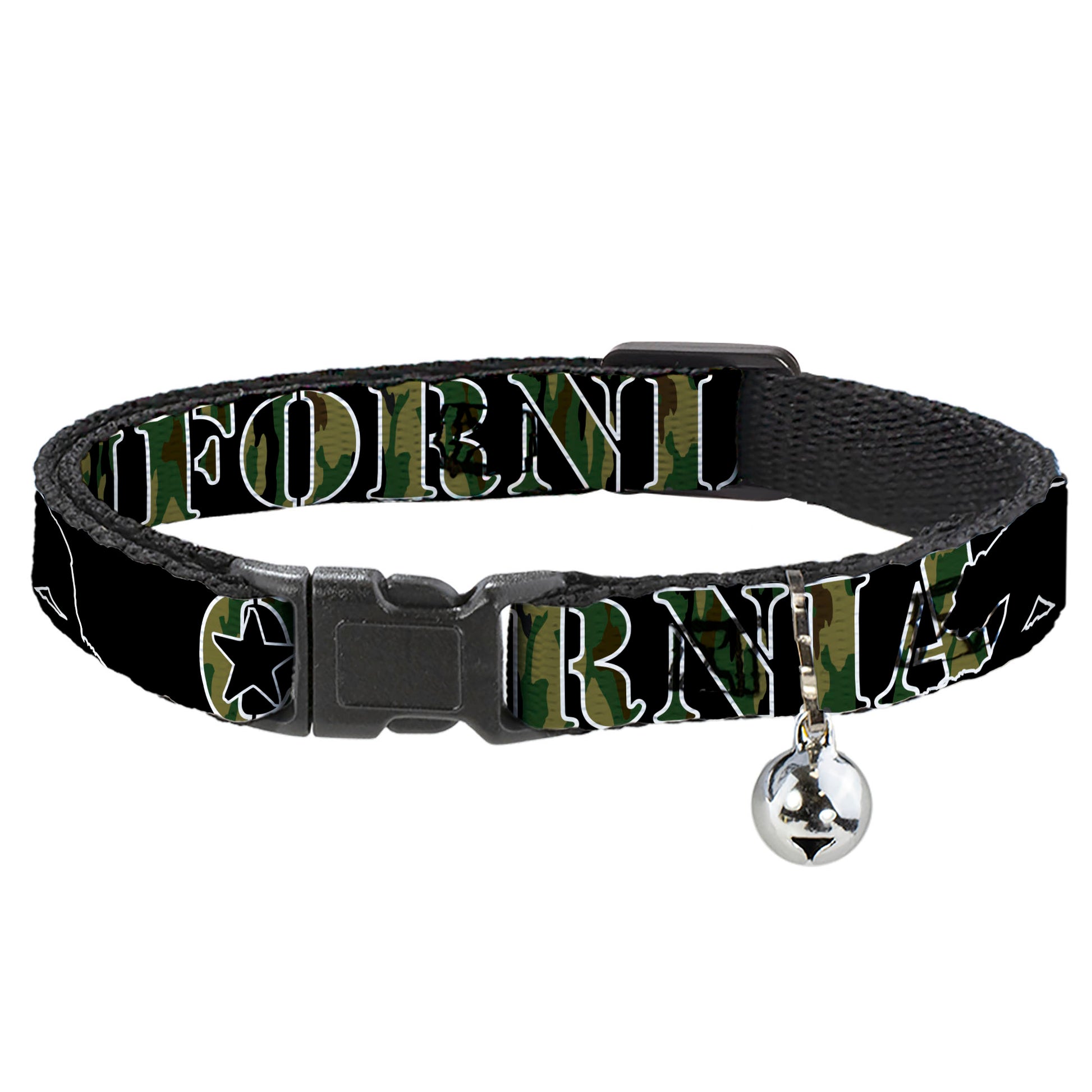 Cat Collar Breakaway - CALIFORNIA Bear Silhouette Black Camo Olive Breakaway Cat Collars Buckle-Down