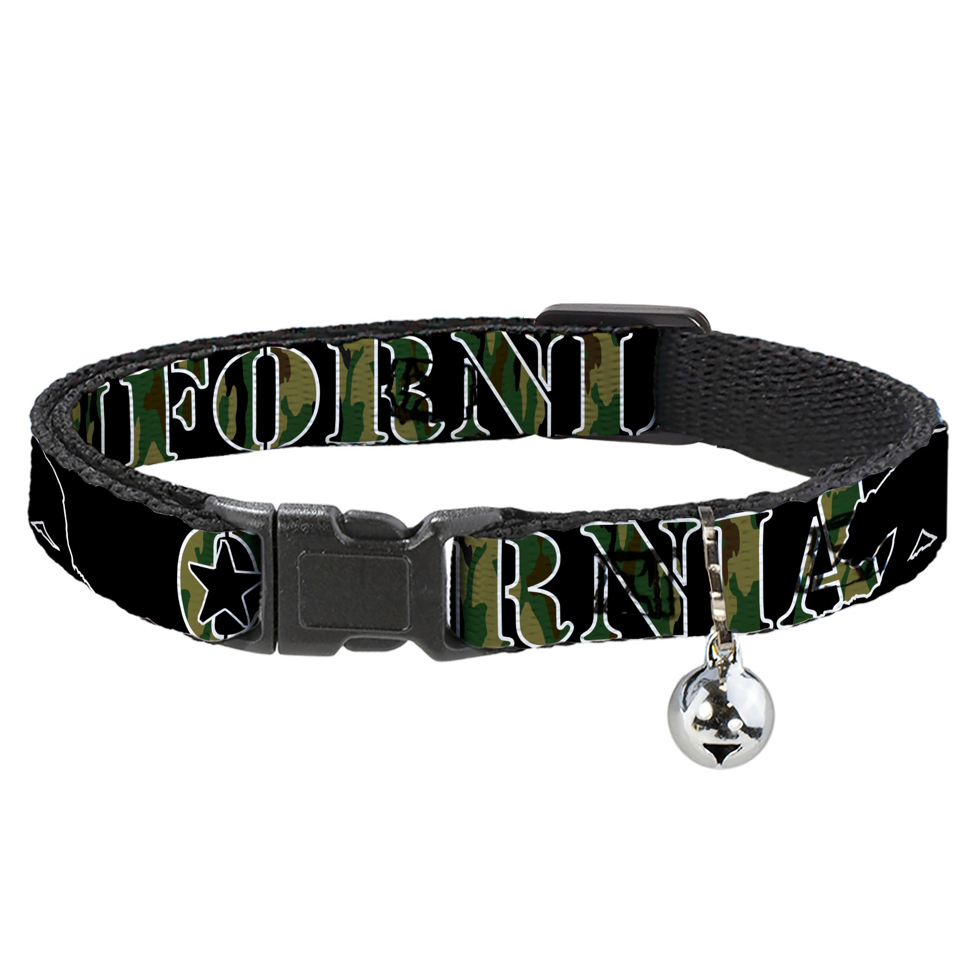 Cat Collar Breakaway - CALIFORNIA Bear Silhouette Black Camo Olive Breakaway Cat Collars Buckle-Down