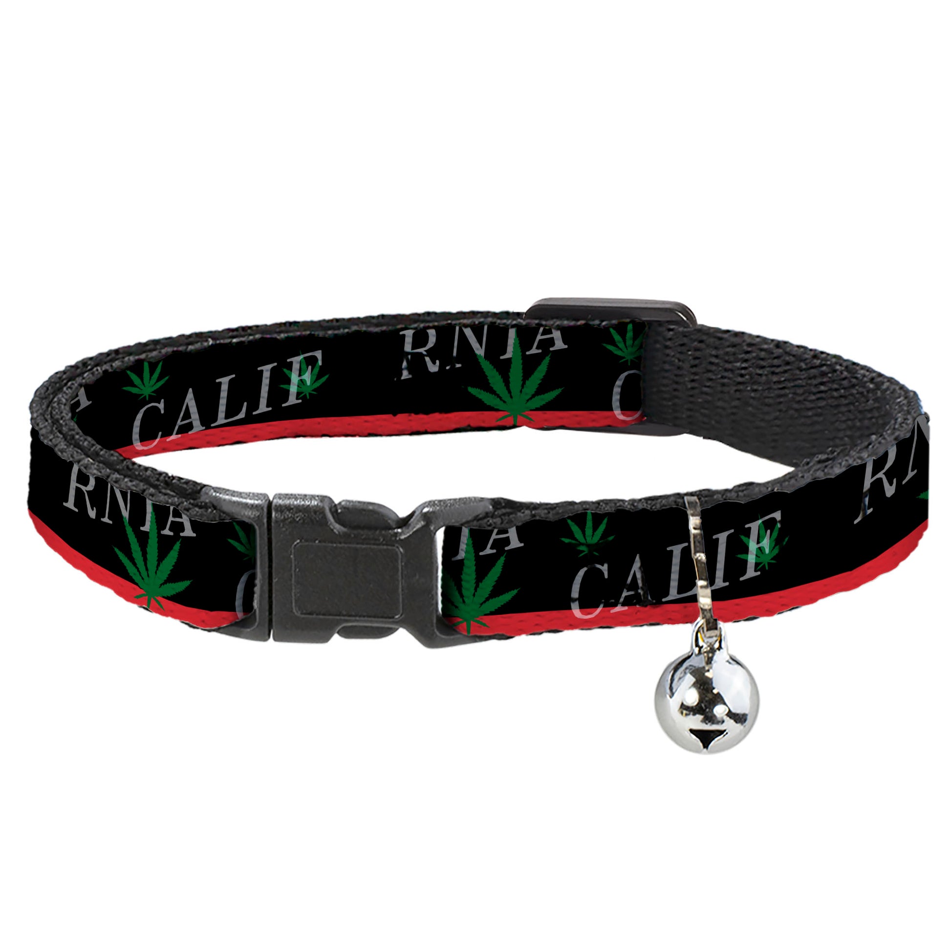 Cat Collar Breakaway - CALIFORNIA Pot Leaf Black Red Green White Breakaway Cat Collars Buckle-Down