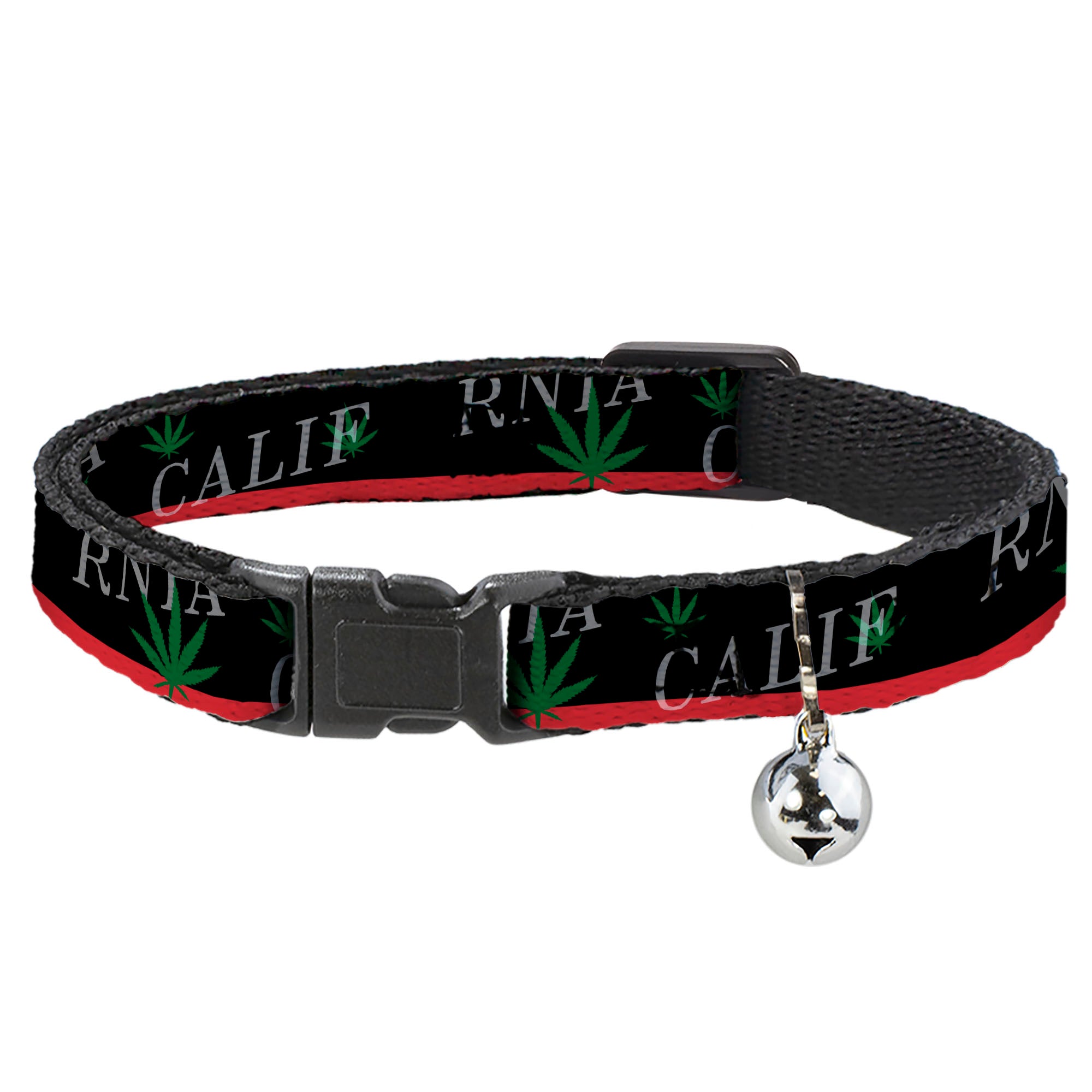 Cat Collar Breakaway - CALIFORNIA Pot Leaf Black Red Green White Breakaway Cat Collars Buckle-Down