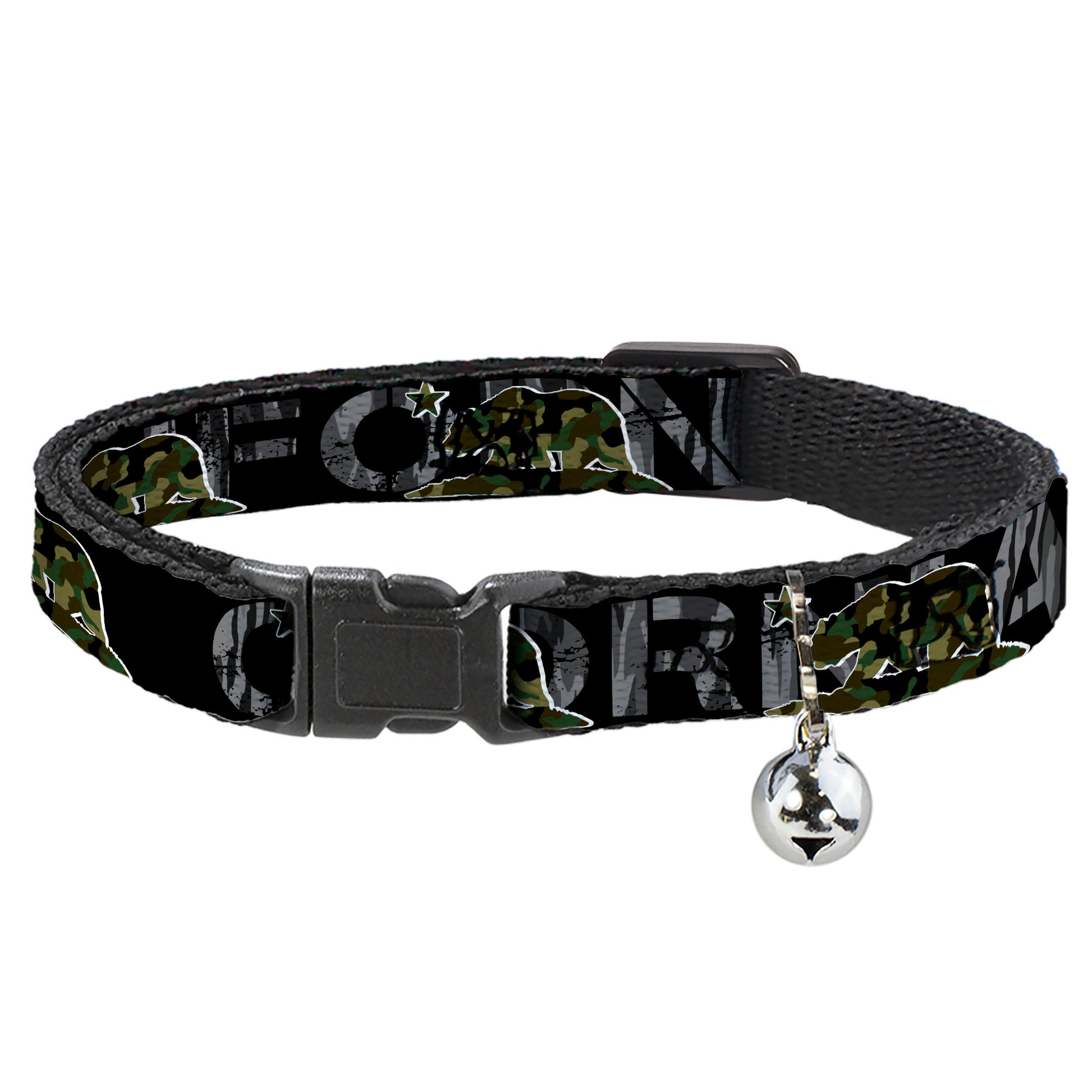 Cat Collar Breakaway - CALIFORNIA Flag Bear Black Camo Gray Camo Olive Breakaway Cat Collars Buckle-Down