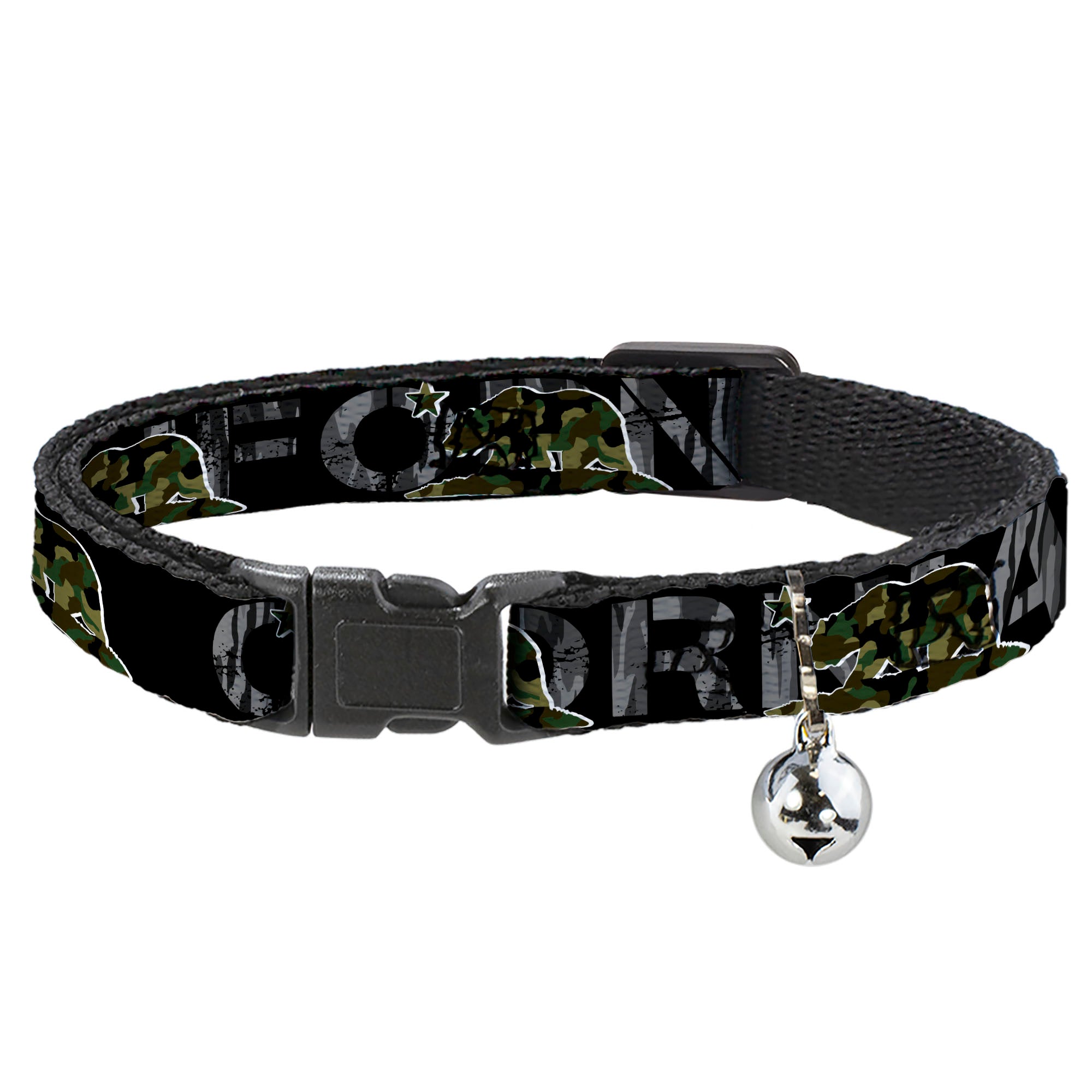 Cat Collar Breakaway - CALIFORNIA Flag Bear Black Camo Gray Camo Olive Breakaway Cat Collars Buckle-Down