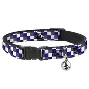 Cat Collar Breakaway - Checker Gray Purple White Breakaway Cat Collars Buckle-Down