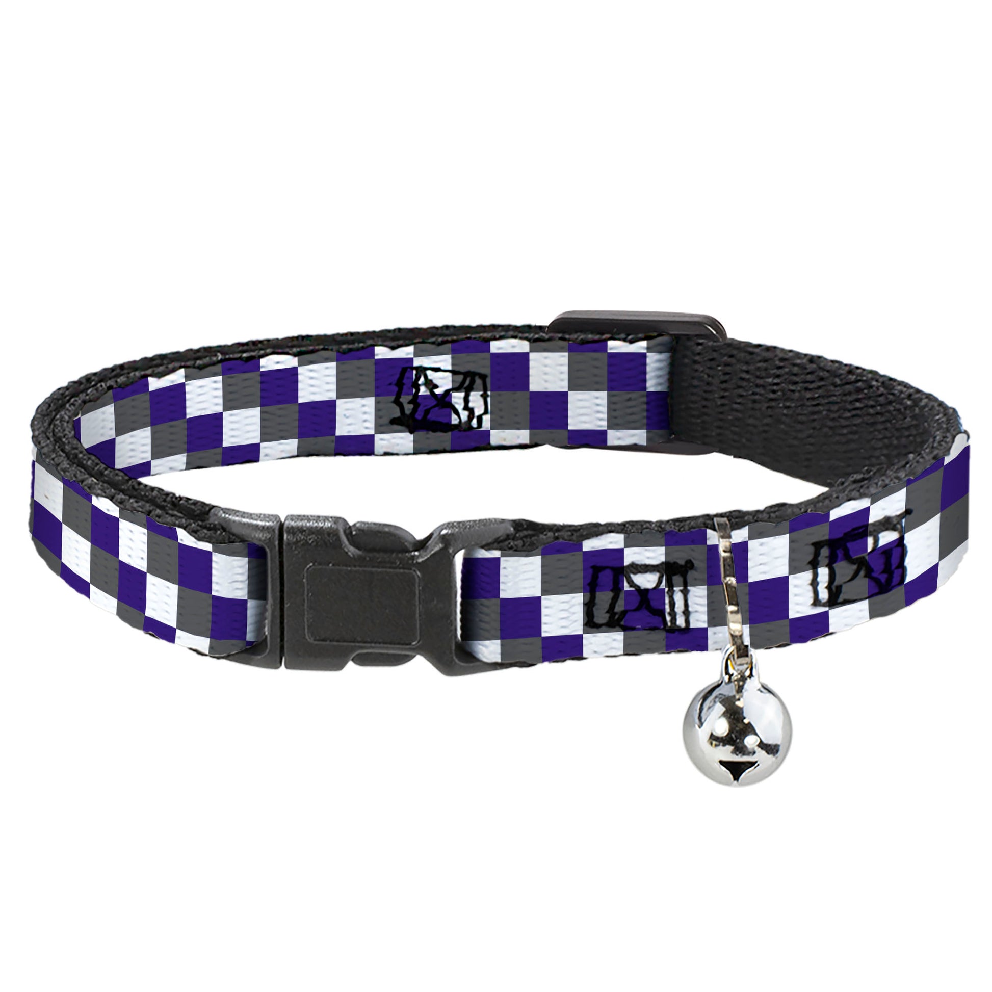 Cat Collar Breakaway - Checker Gray Purple White Breakaway Cat Collars Buckle-Down