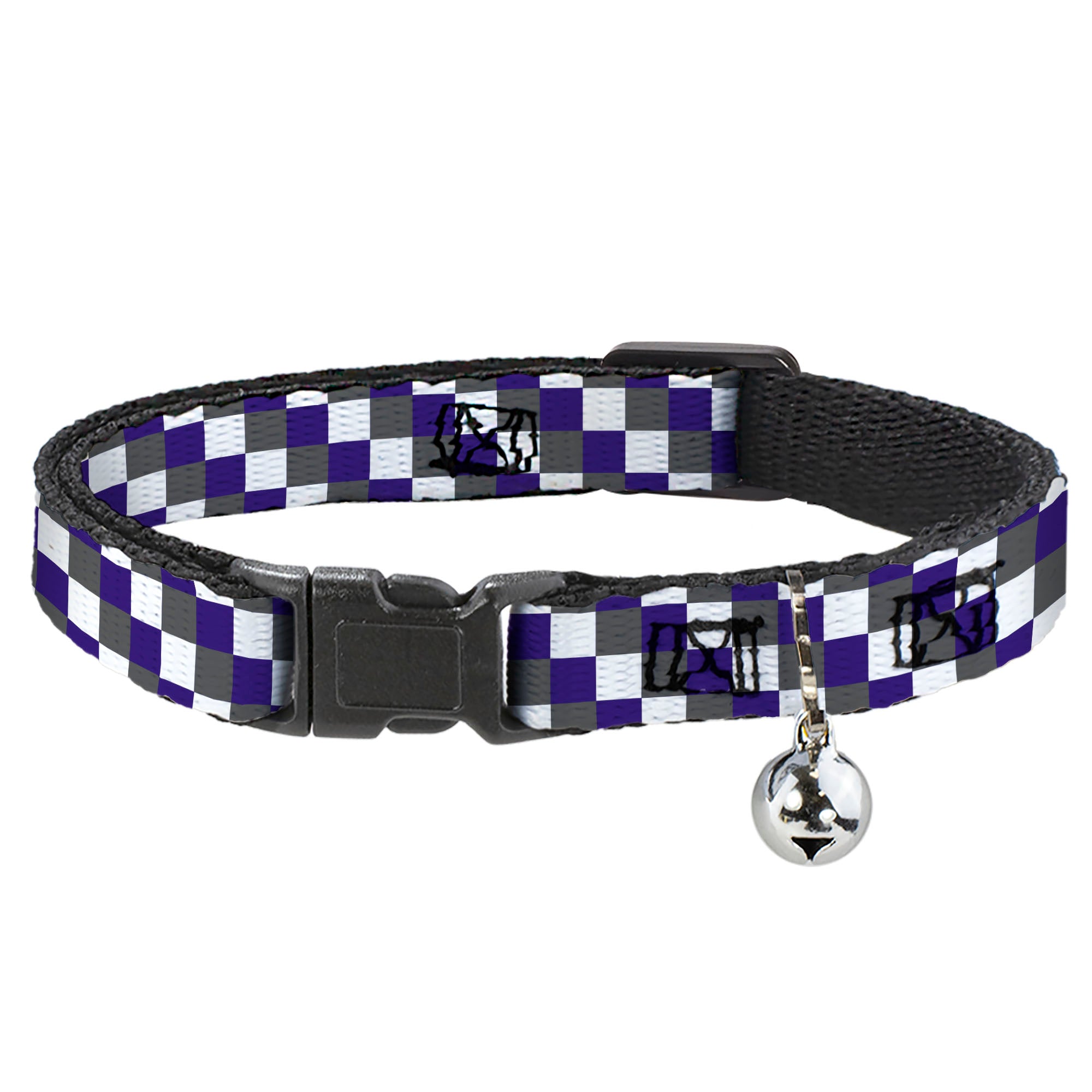 Cat Collar Breakaway - Checker Gray Purple White Breakaway Cat Collars Buckle-Down