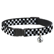 Cat Collar Breakaway - Checker Weathered2 Black White Breakaway Cat Collars Buckle-Down