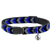 Cat Collar Breakaway - Chevron Blue Black Gray Breakaway Cat Collars Buckle-Down