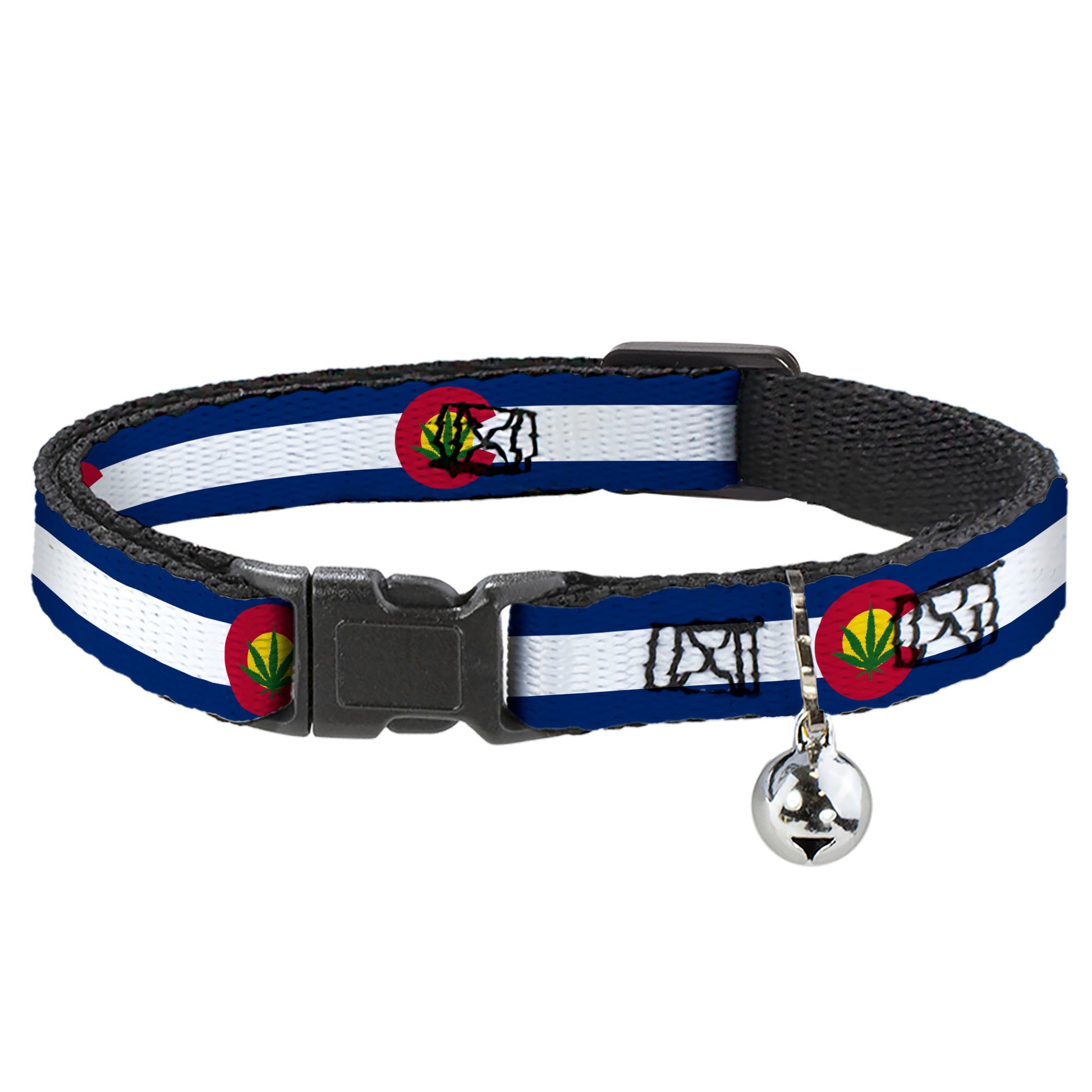 Cat Collar Breakaway - Colorado Flag Marijuana Leaf Breakaway Cat Collars Buckle-Down