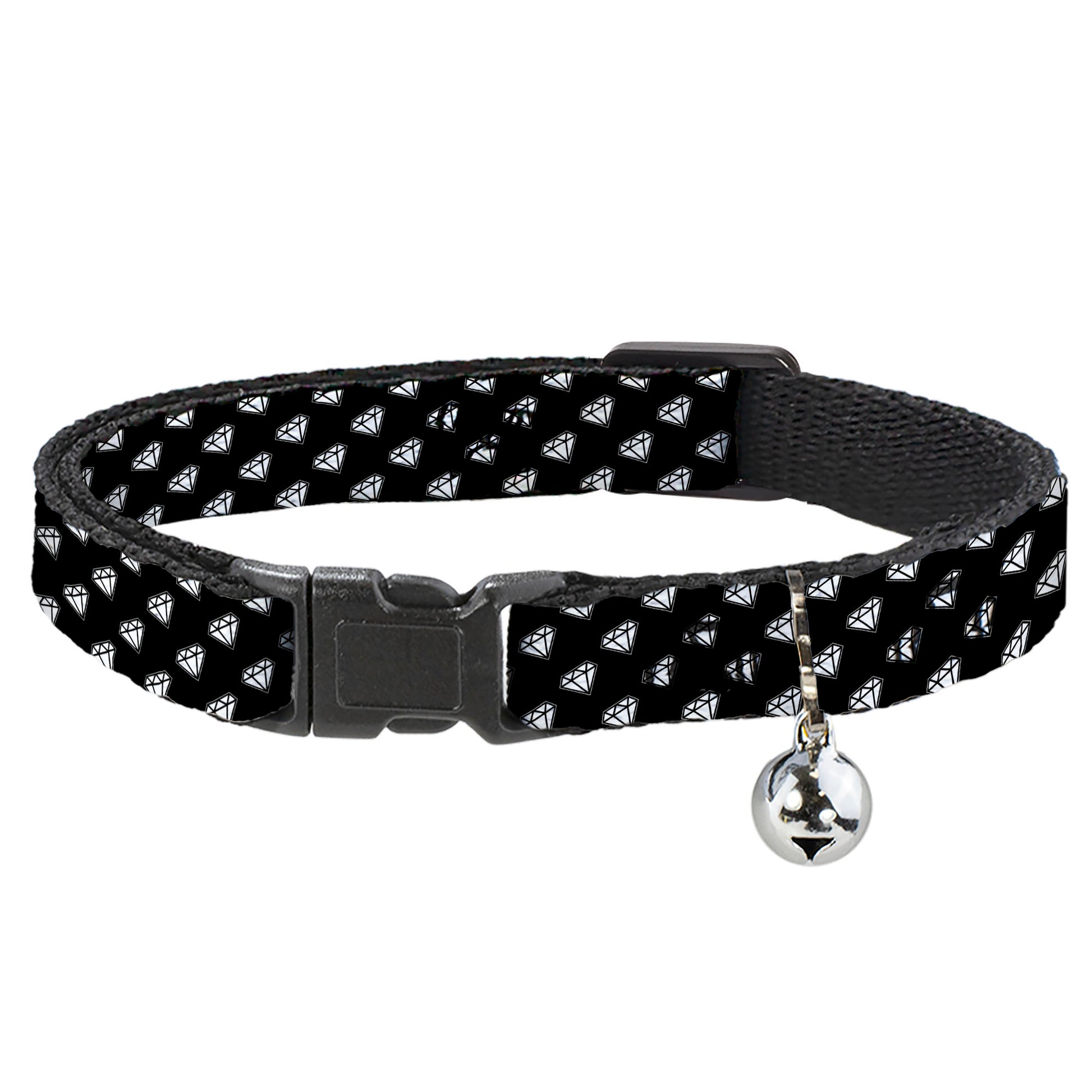Cat Collar Breakaway - Diamonds Diagonal Black White Breakaway Cat Collars Buckle-Down