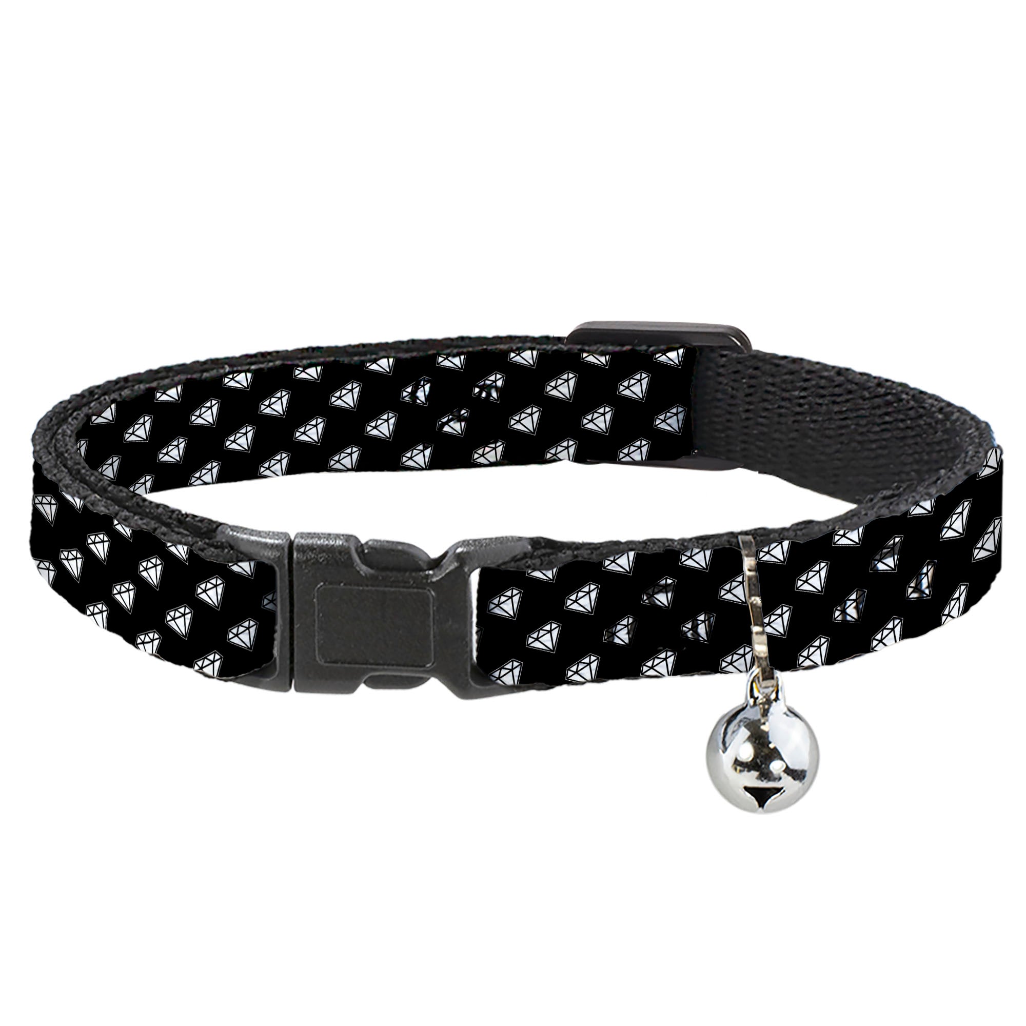 Cat Collar Breakaway - Diamonds Diagonal Black White Breakaway Cat Collars Buckle-Down