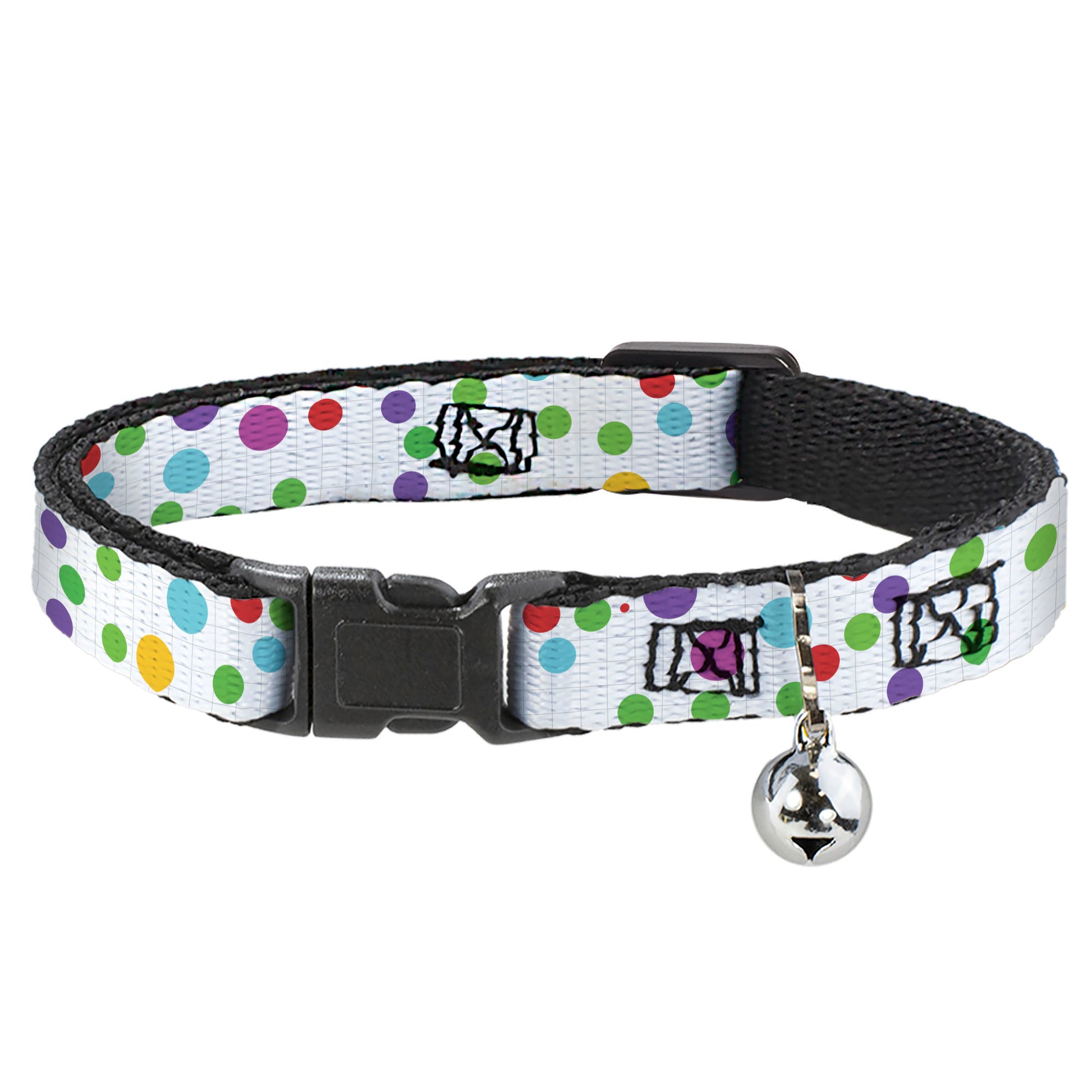 Cat Collar Breakaway - Dots Grid White Gray Multi Color Breakaway Cat Collars Buckle-Down