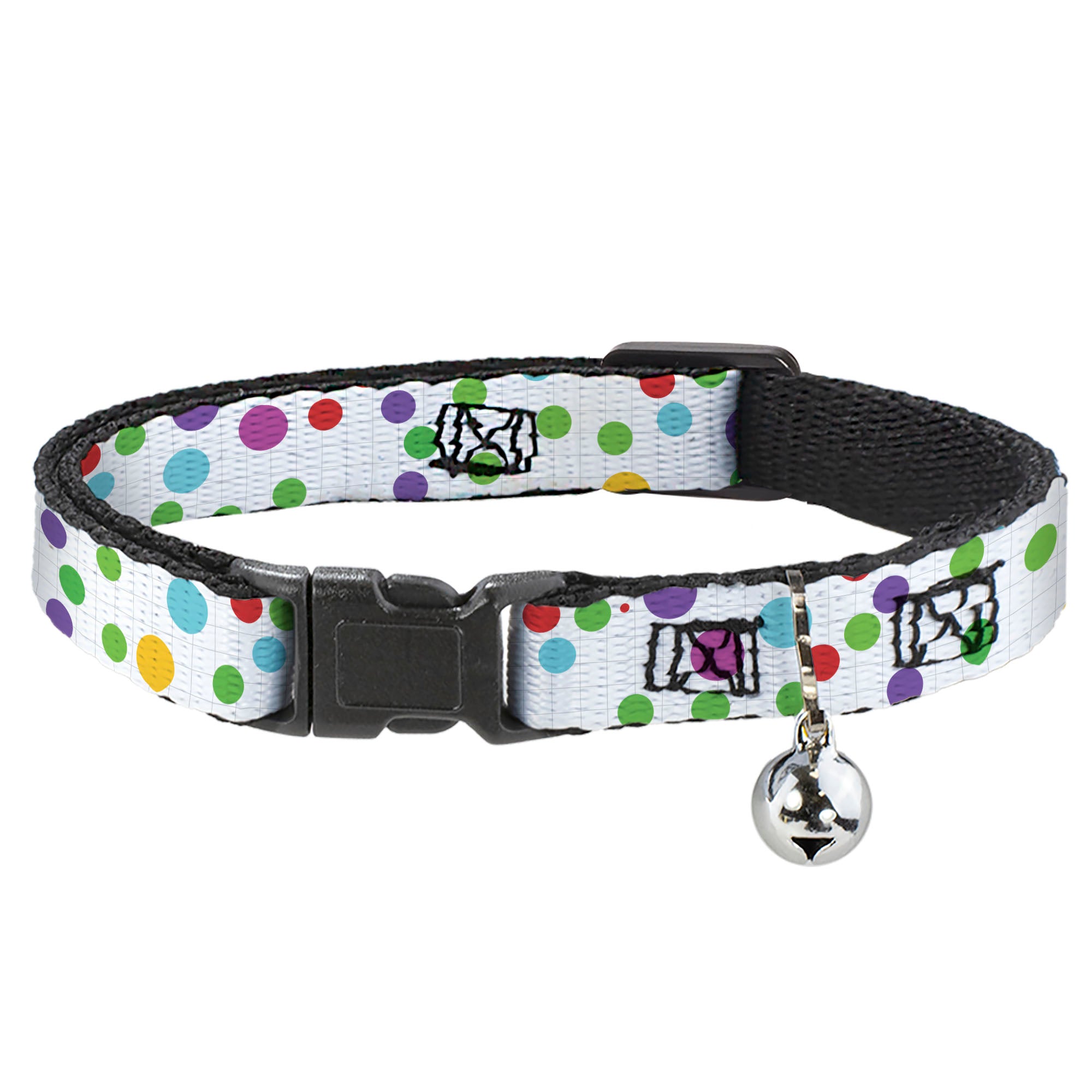Cat Collar Breakaway - Dots Grid White Gray Multi Color Breakaway Cat Collars Buckle-Down