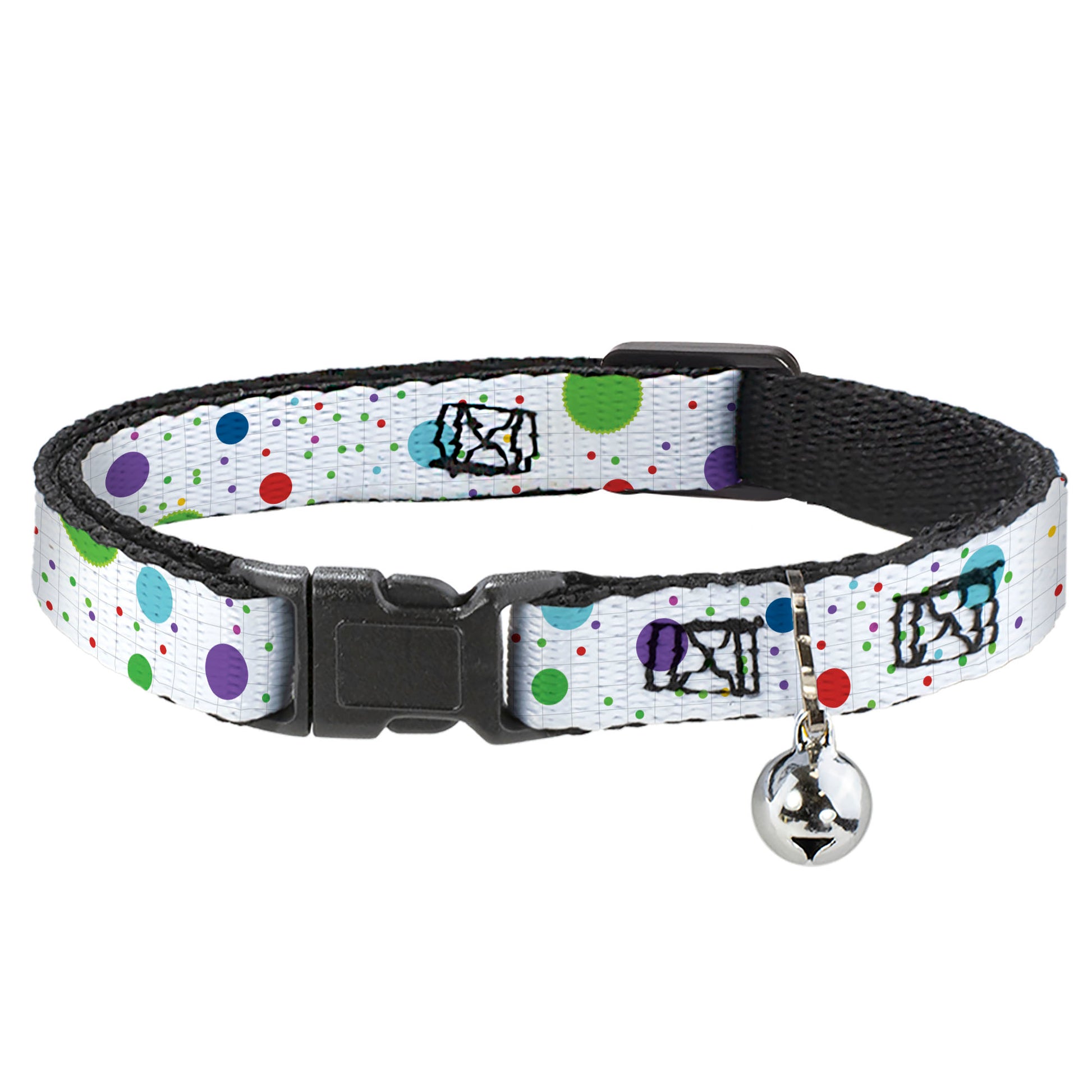 Cat Collar Breakaway - Dots Grid2 White Gray Multi Color Breakaway Cat Collars Buckle-Down