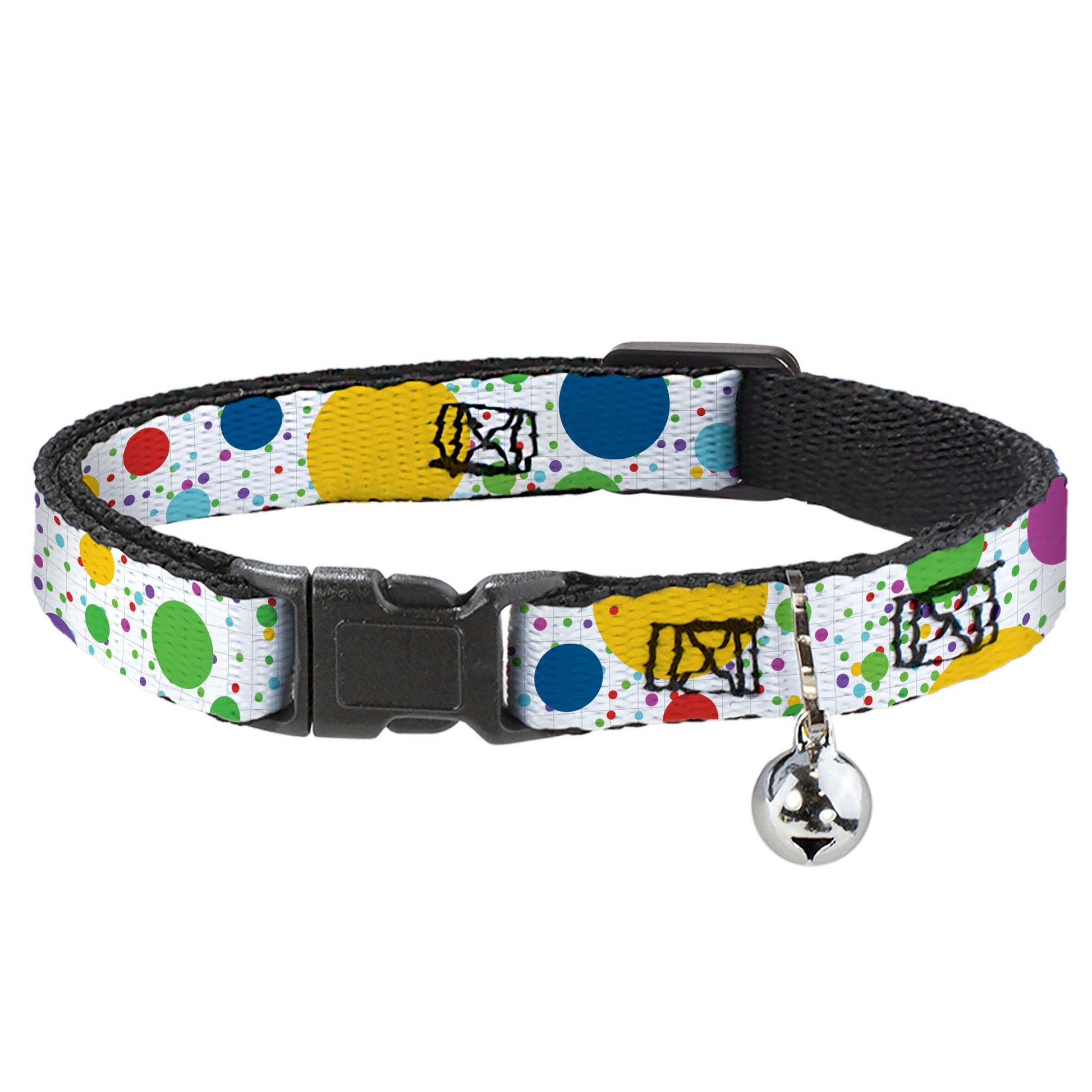 Cat Collar Breakaway - Dots Grid3 White Gray Multi Color Breakaway Cat Collars Buckle-Down