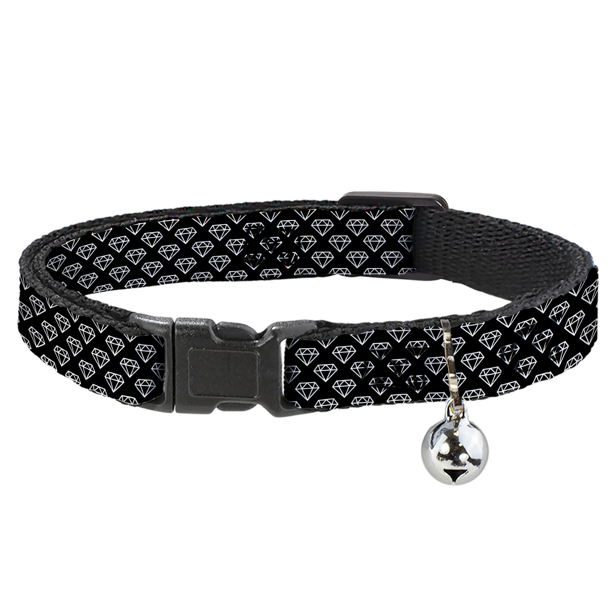 Cat Collar Breakaway - Diamonds Diagonal2 Lines Black White Breakaway Cat Collars Buckle-Down