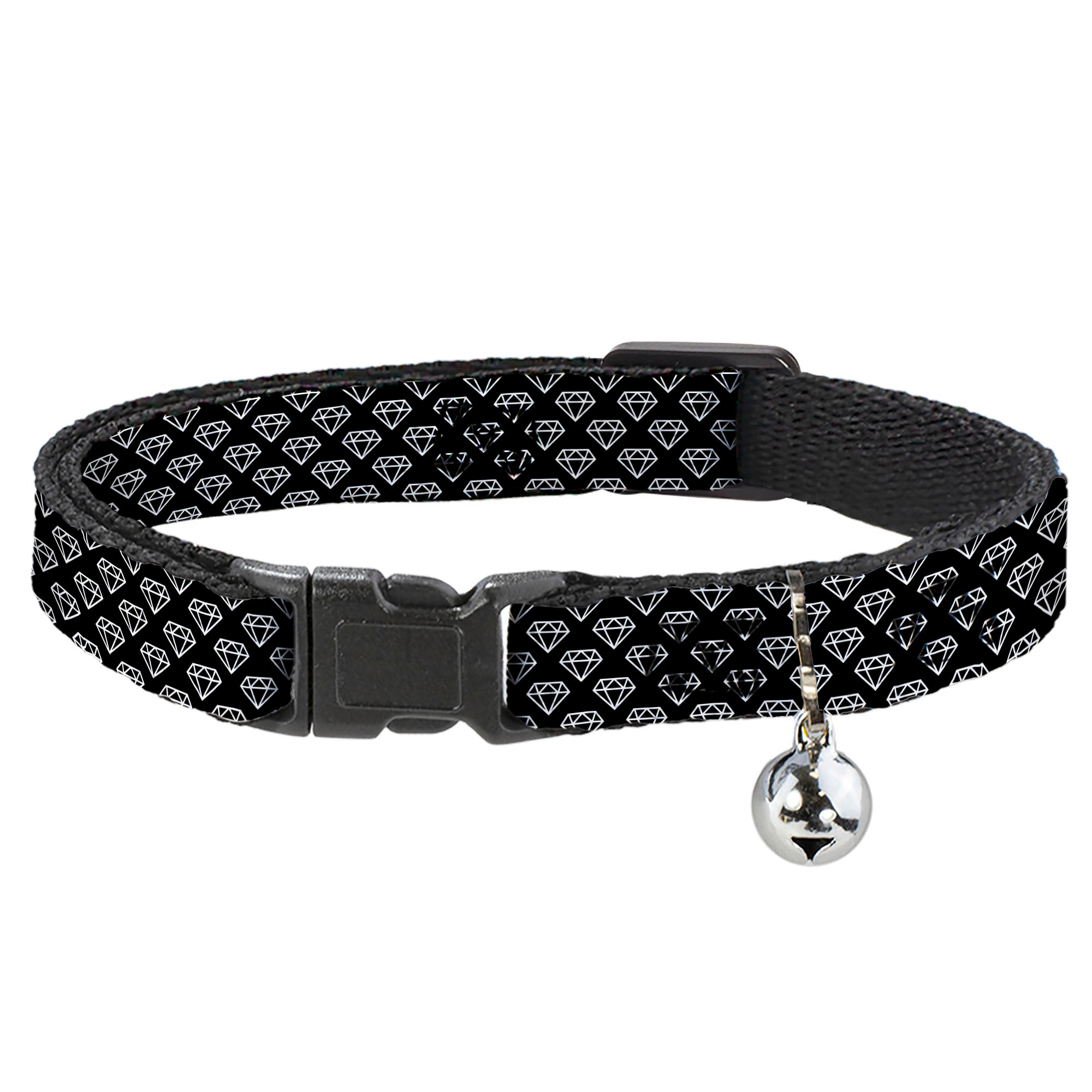Cat Collar Breakaway - Diamonds Diagonal2 Lines Black White Breakaway Cat Collars Buckle-Down