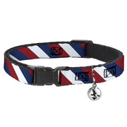 Cat Collar Breakaway - Diagonal Stripe Red White Navy Breakaway Cat Collars Buckle-Down