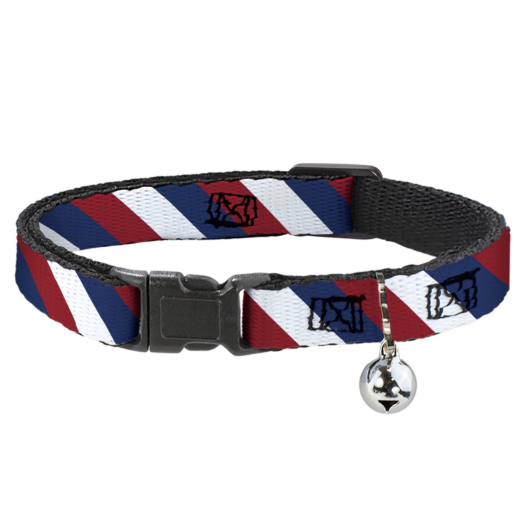 Cat Collar Breakaway - Diagonal Stripe Red White Navy Breakaway Cat Collars Buckle-Down
