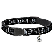 Cat Collar Breakaway - DEATH w Coffin Old English Black White Breakaway Cat Collars Buckle-Down