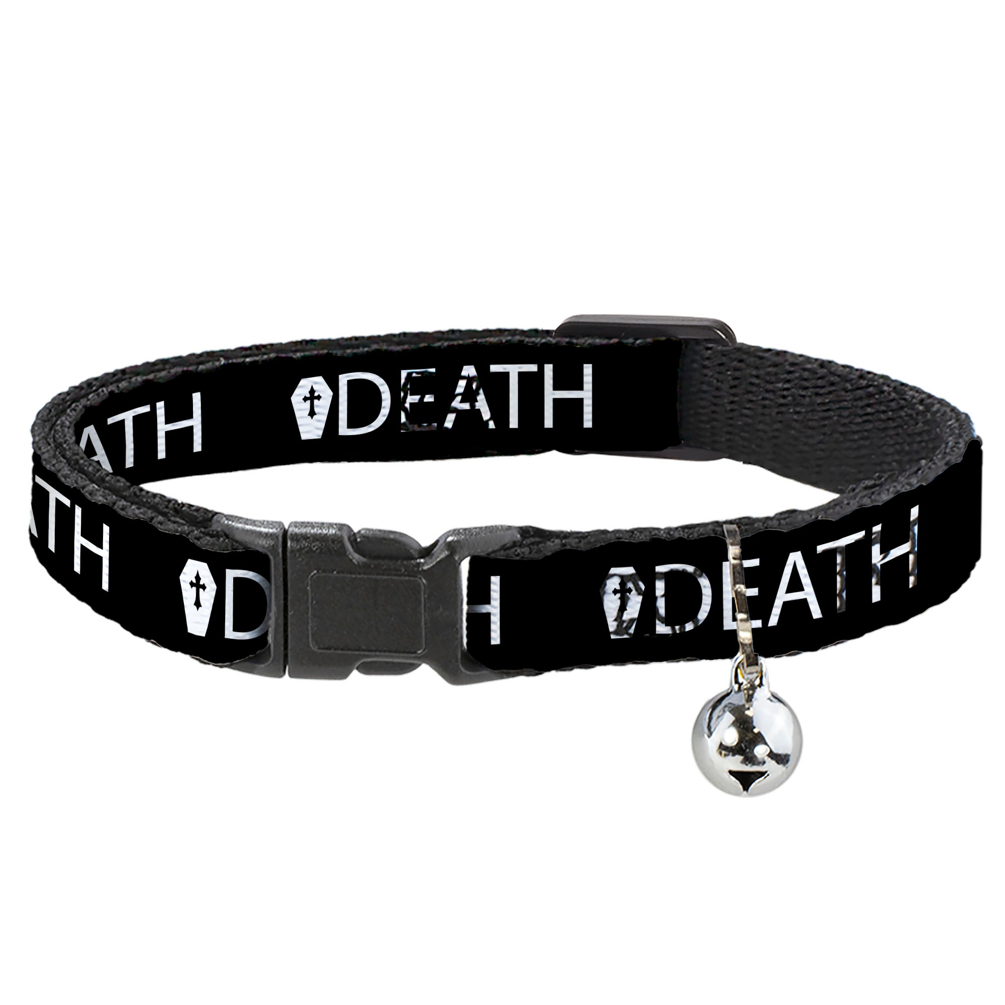 Cat Collar Breakaway - DEATH Coffin Black White Breakaway Cat Collars Buckle-Down