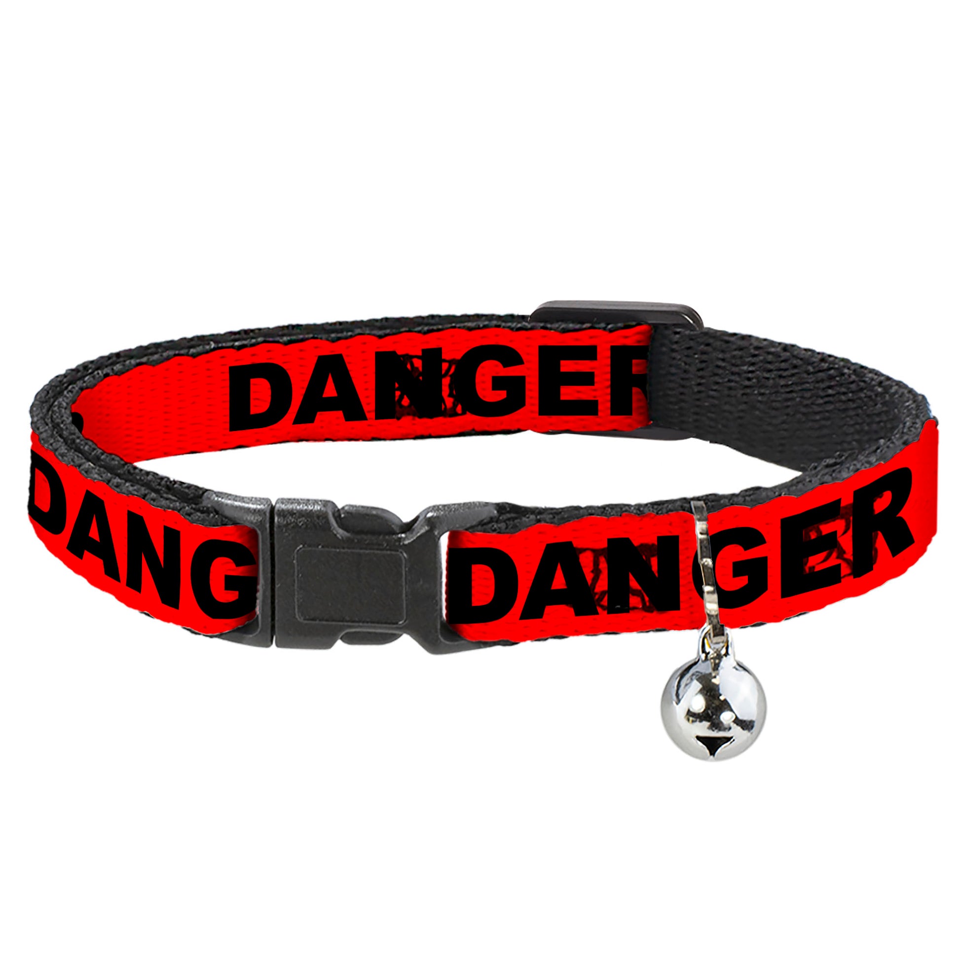 Cat Collar Breakaway - DANGER Text Red Black Breakaway Cat Collars Buckle-Down