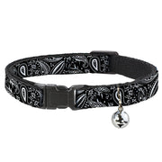 Cat Collar Breakaway - Floral Paisley3 Black White Breakaway Cat Collars Buckle-Down