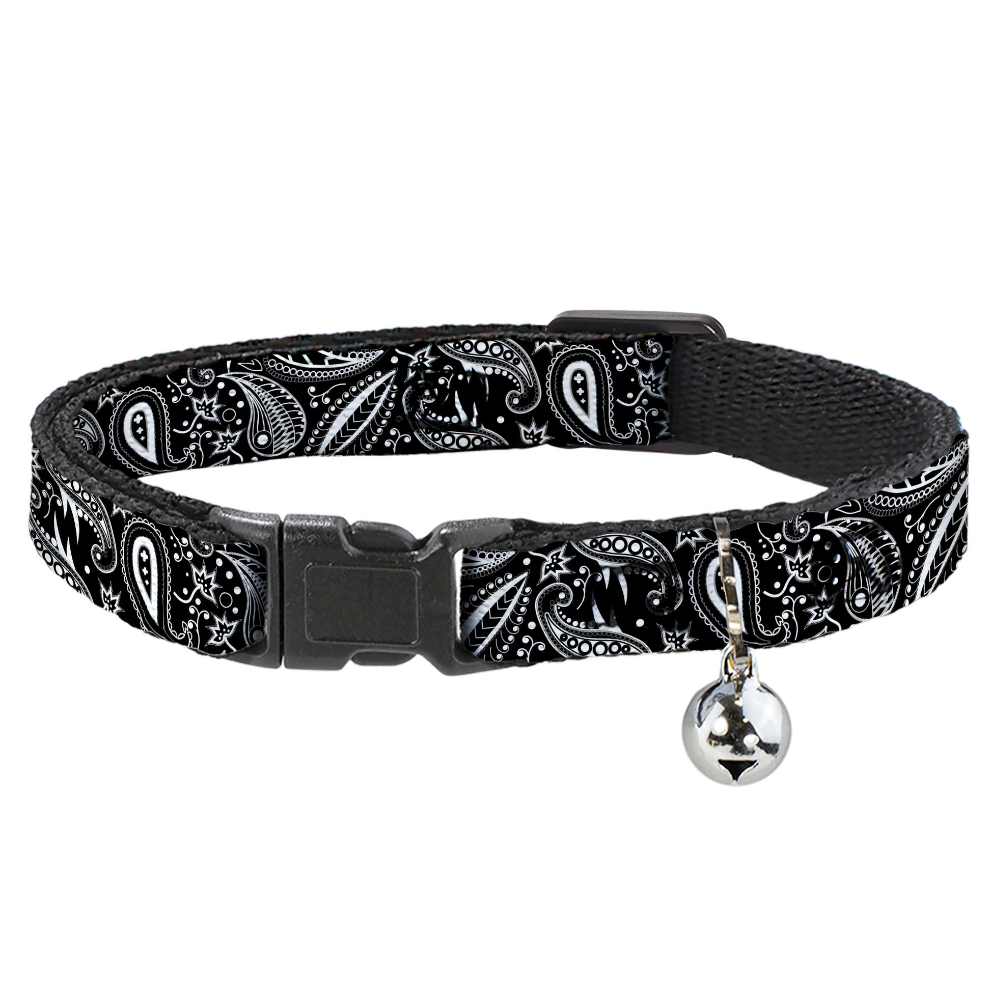 Cat Collar Breakaway - Floral Paisley3 Black White Breakaway Cat Collars Buckle-Down