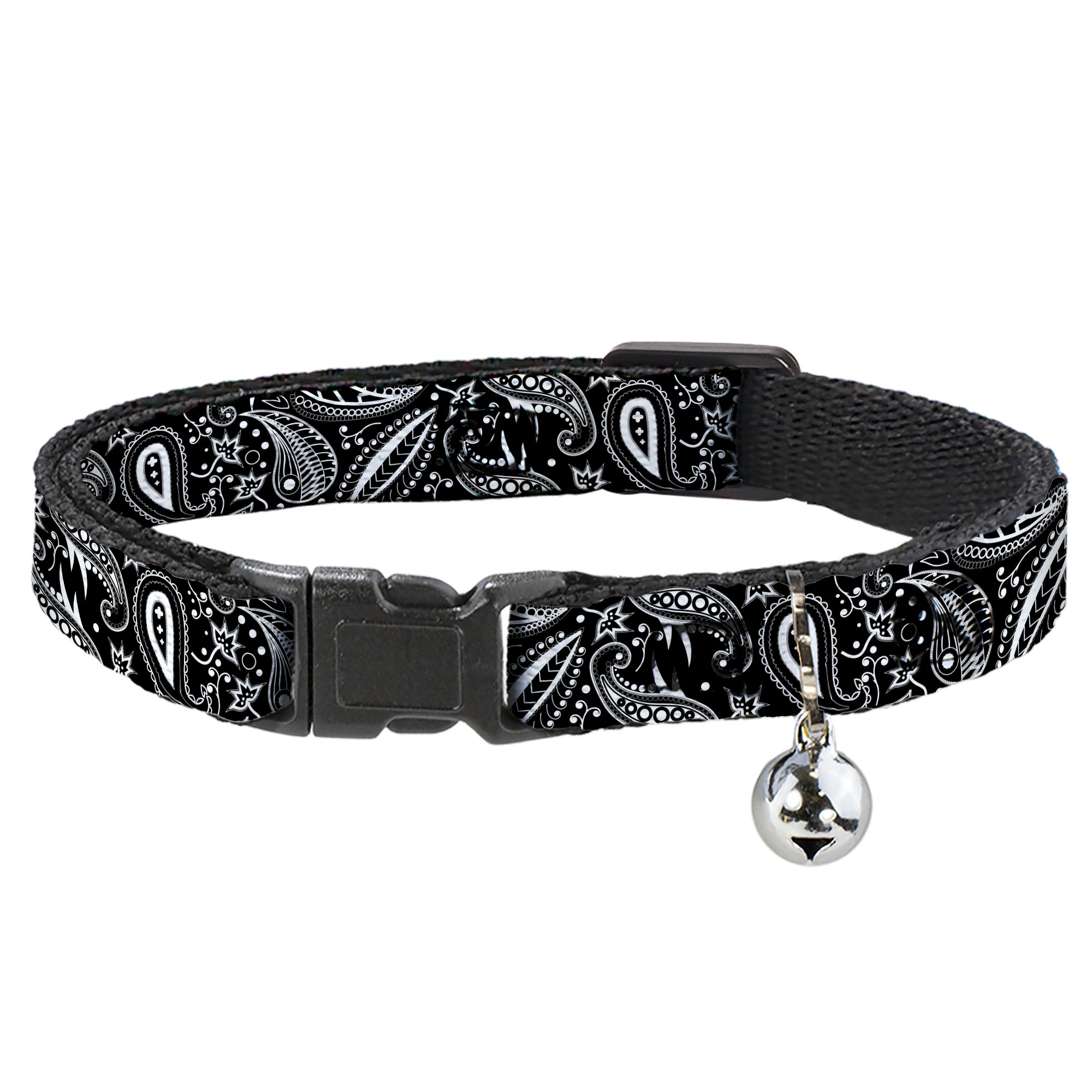 Cat Collar Breakaway - Floral Paisley3 Black White Breakaway Cat Collars Buckle-Down