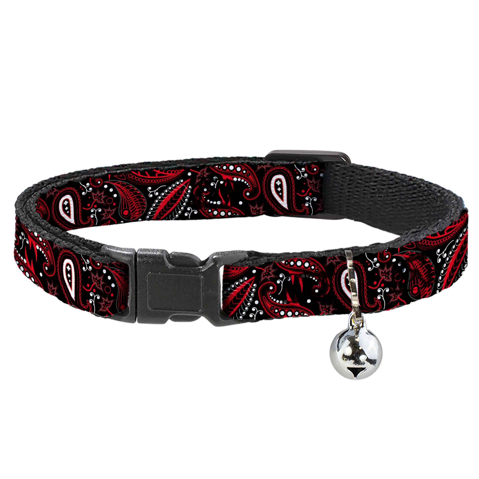 Cat Collar Breakaway - Floral Paisley3 Black Red Gray White Breakaway Cat Collars Buckle-Down