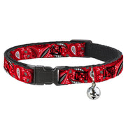 Cat Collar Breakaway - Floral Paisley3 Red Black Gray White Breakaway Cat Collars Buckle-Down