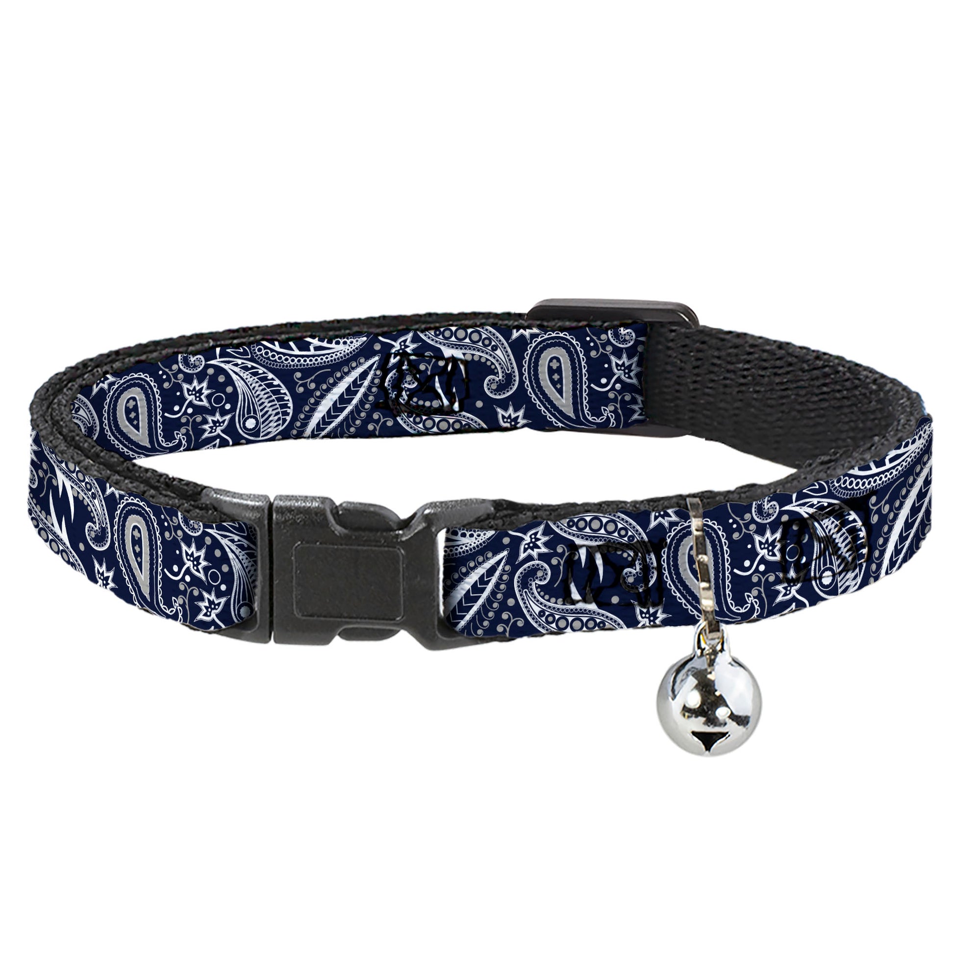 Cat Collar Breakaway - Floral Paisley3 Blue White Gray Breakaway Cat Collars Buckle-Down