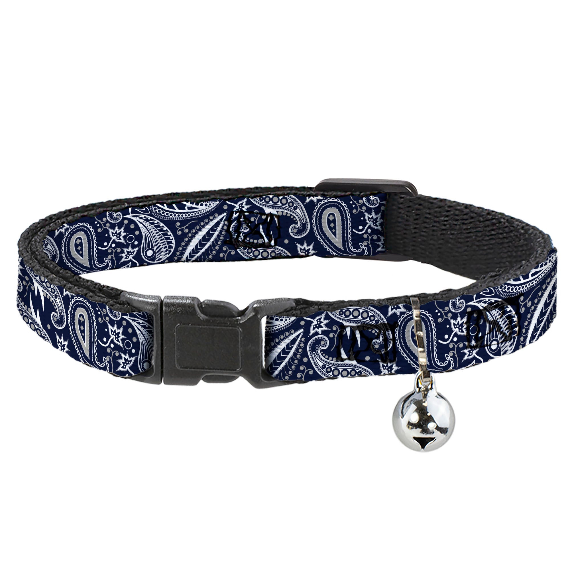 Cat Collar Breakaway - Floral Paisley3 Blue White Gray Breakaway Cat Collars Buckle-Down