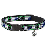 Cat Collar Breakaway - Football Helmet Stripe2 Black Neon Green Silver White Blue Breakaway Cat Collars Buckle-Down