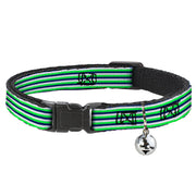 Cat Collar Breakaway - Fine Stripes White Neon Green Navy Breakaway Cat Collars Buckle-Down