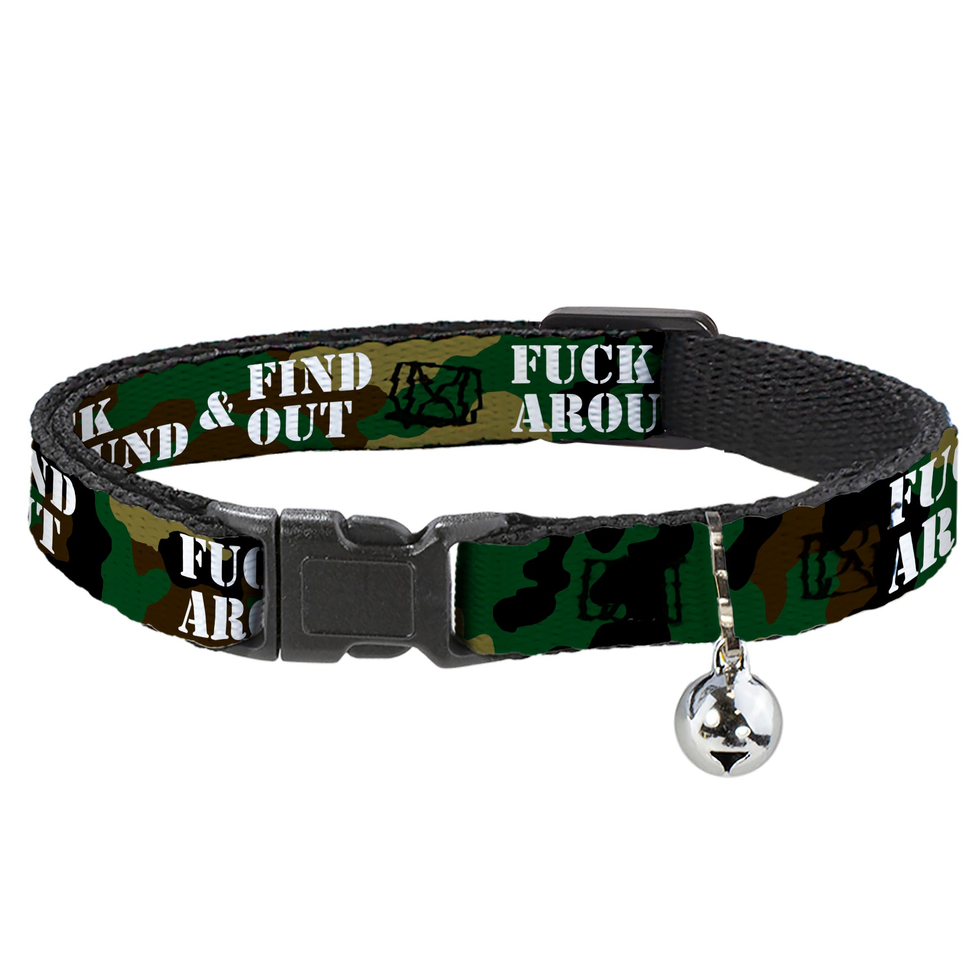 Cat Collar Breakaway - FAFO FUCK AROUND & FIND OUT Stencil Camo White Breakaway Cat Collars Buckle-Down