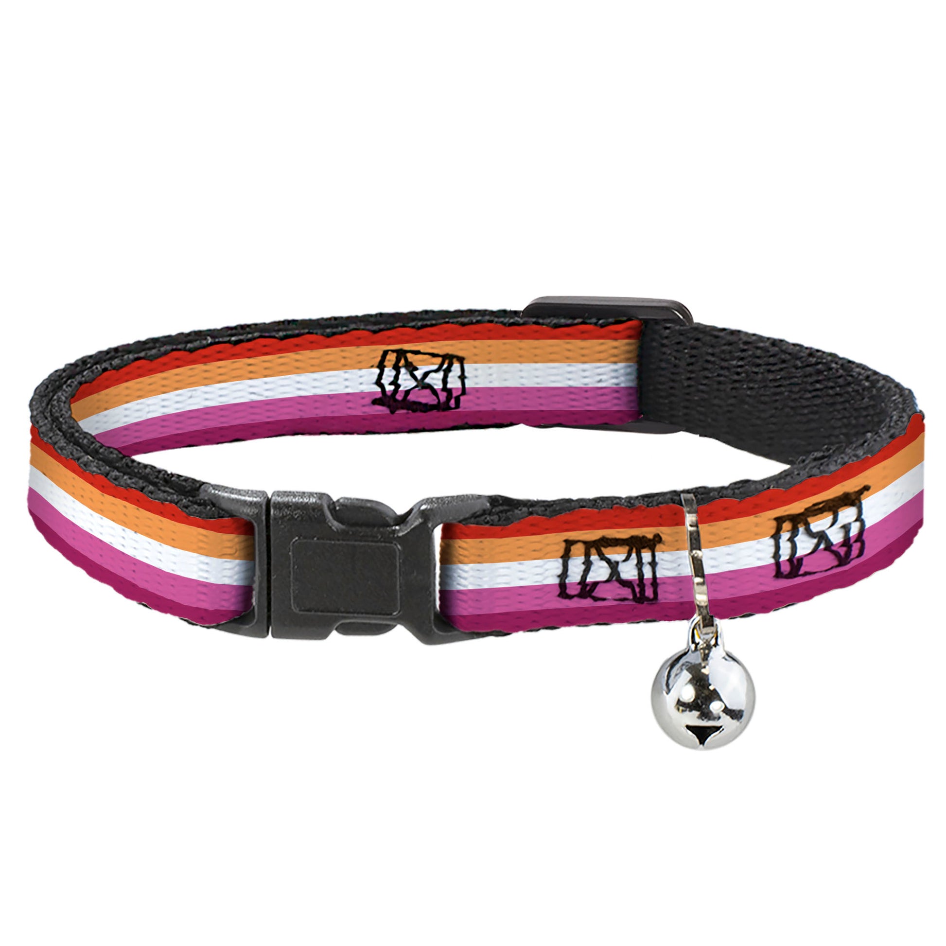 Cat Collar Breakaway - Flag Lesbian Five Stripe Oranges White Pinks Breakaway Cat Collars Buckle-Down
