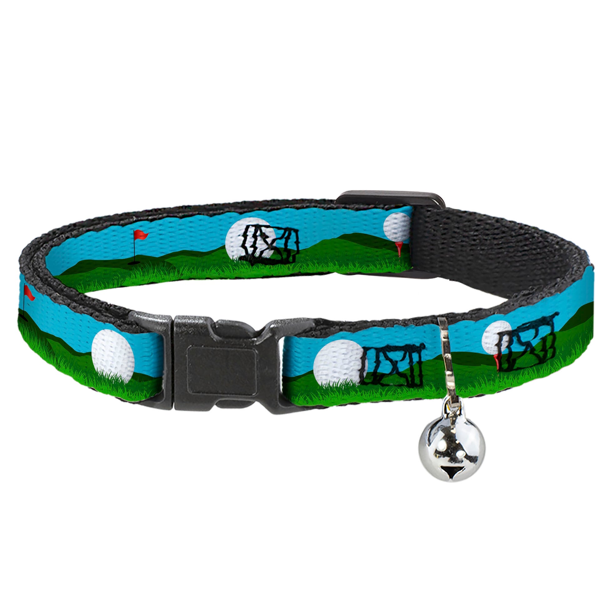 Cat Collar Breakaway - Golf Course Balls Holes Blues Greens Breakaway Cat Collars Buckle-Down