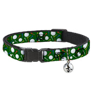 Cat Collar Breakaway - Golf Balls Tees Scattered Green Multi Color Breakaway Cat Collars Buckle-Down