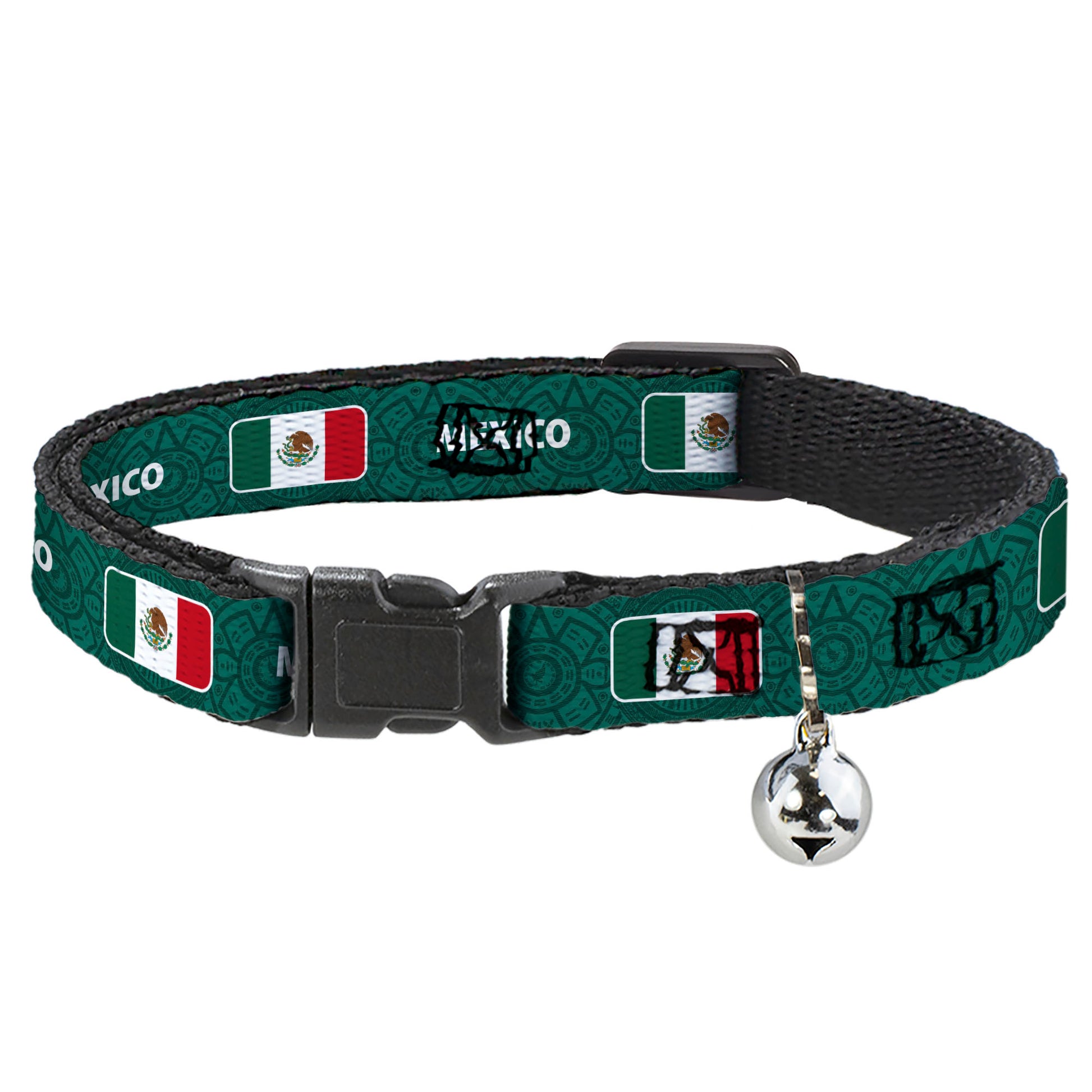 Breakaway Cat Collar with Bell - Global Soccer Cup Series Mexico Spirit Flag Breakaway Cat Collars Buckle-Down