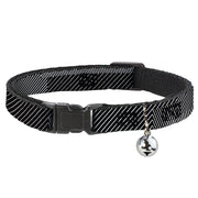 Cat Collar Breakaway - Hash Mark Stripe Black White Breakaway Cat Collars Buckle-Down